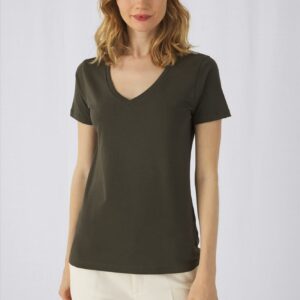 Organic dames T-shirt met V-hals met een sierlijk minimalistich ontwerp leent zich voor elke gelegenheid.