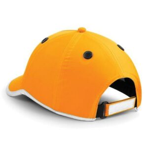 Conforms to EN812. Polycarbonate inner shell. Removable cover. Enhanced-Viz binding. Polyester Coolmax® sweatband. 5 panel. Short curved peak. Mesh eyelets. Not to be used as an industrial safety helmet to prevent risk from falling objects.