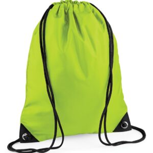 Water resistant fabric. Drawstring carry handles. Reinforced corners with gunmetal eyelets. Capacity 11 litres.