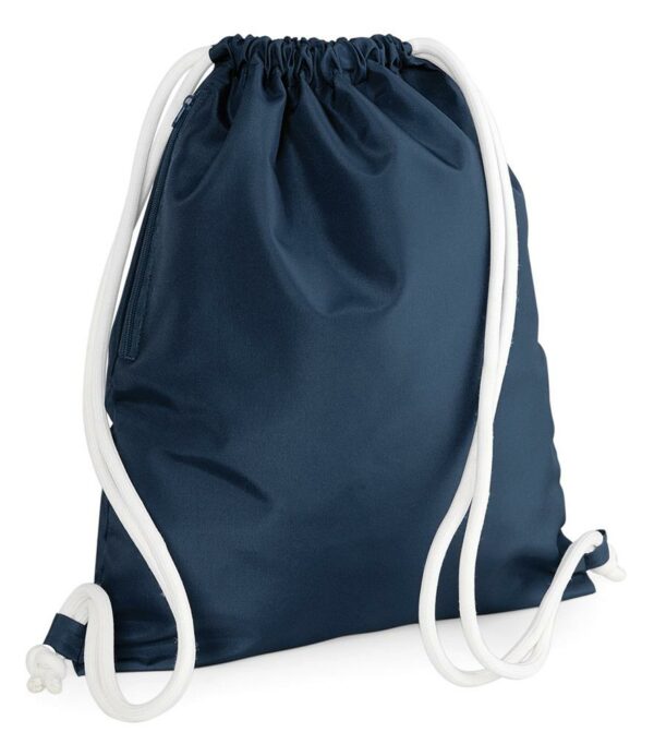 Water resistant fabric. Chunky drawstring carry handles. Hidden pocket. Tear out label. Capacity 15 litres.