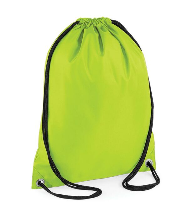 Water resistant fabric. Drawstring carry handles. Capacity 11 litres.
