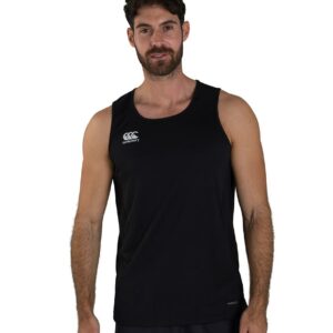 Vapodri wicking technology. Mesh back panel. Bound neckline and armholes. Forward shoulder seams. Offset side seams. Branding on right chest and lower left hem.