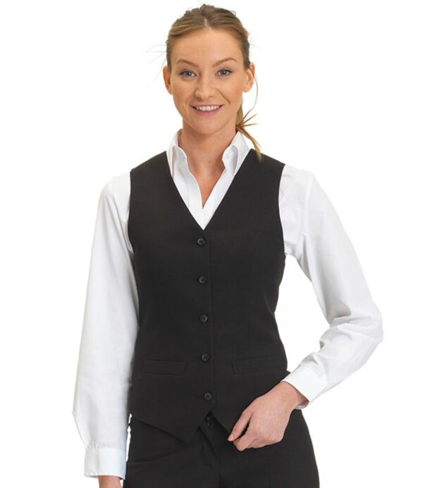 Fully lined front with self fabric back.Shaped front.Longer length.Five button single breasted.Two pockets with flaps.Domestic wash 40°C.