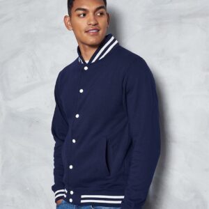 "Soft cotton faced fabric. Brushed back fleece. Knitted collar