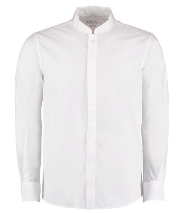 Long Sleeve Tailored Mandarin Collar Shirt