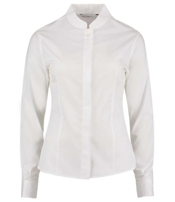 Ladies Long Sleeve Tailored Mandarin Collar Shirt