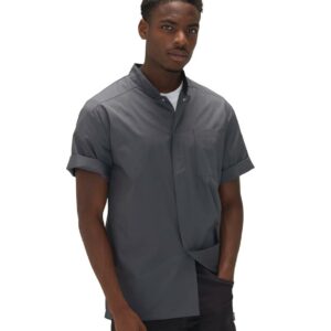 Lightweight. Fitted style. StayCool® back panel and inner collar. Mandarin collar stand with topstitching. Concealed stud placket. Roll-up sleeves. Left chest pocket. Domestic wash 40°C. Branding on left sleeve.