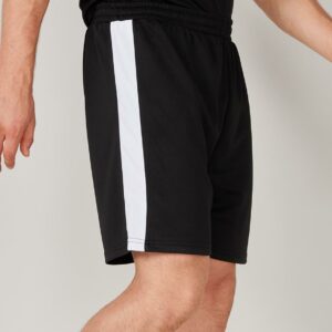 Elasticated waistband with inner drawcord. Contrast side panels (except solid black or navy).