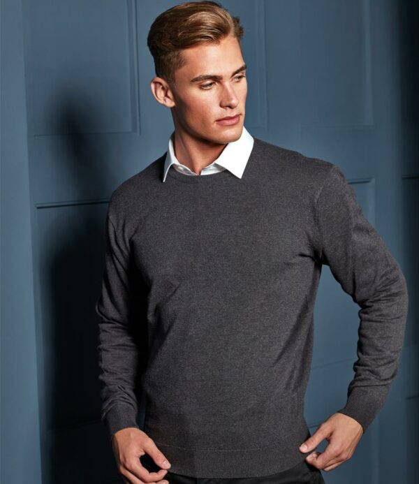 12 gauge.Fine knit.Easy care.Contemporary stylish fit.Ribbed collar