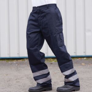 UPF 50+.Elasticated back waistband with belt loops.Zip fly with button over.Two hip pockets.Rear jetted pocket with button closure.Right leg ruler pocket.Left leg tear release patch pocket and media pocket.Knee pad pockets.Reflective bands at lower leg.Branding above right rear pocket.