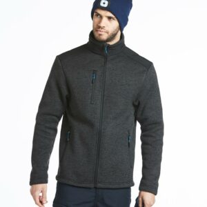 Knitted face with brushed back.Contrast poly/elastane shoulder and collar panels.Full length low profile black zip with chin guard and inner zip guard.Right chest zip pocket.Inner pockets.Two front zip pockets.Interchangeable branded zip pulls.Open cuffs and hem.Curved back hem.Branded tab on right side seam.