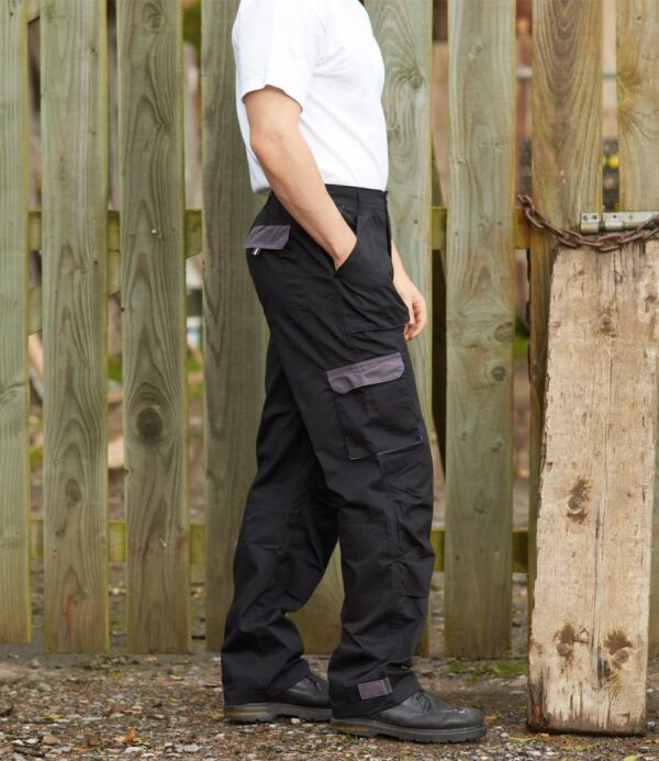 UPF rating of 50+.Part elasticated waistband.Belt loops.D-ring.Zip fly with button over.Two side pockets.Two rear patch pockets with contrast flaps.Multi-use side leg pockets.Knee pad pockets.Tear release adjustable hems.Twin needle seams.60°C wash.Branded tab on front waistband.