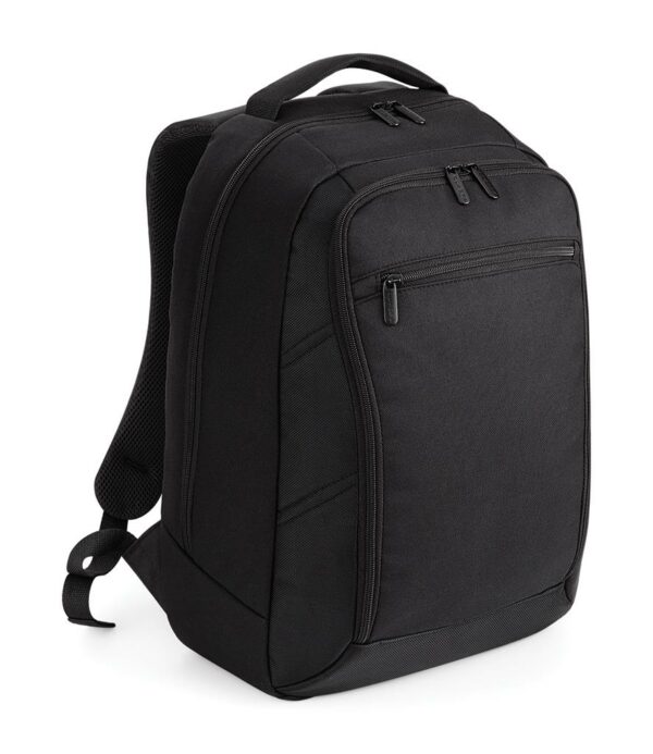 "Lightweight yet durable. Padded grab handle. Padded adjustable shoulder straps. Padded back panel and base. Padded laptop compartment