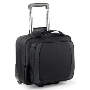 "Aircraft cabin compatible. Padded handle. Base grab handle. Retractable twin tube locking tow handle. Neoprene laptop pocket. Separate iPad®/Tablet pocket. Document section. Front pocket organiser section. Internal mesh pocket. Interior packing straps. Durable integrated skate wheels. Laptop compatible up to 16'"". EasyPanel™ embroidery access. Capacity 25 litres."