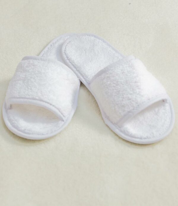 Open toe cotton terry outer. Soft padded sole.