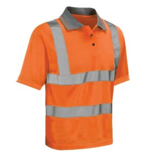 Conforms to EN ISO 20471: 2013 + A1: 2016 class 2.RIS-3279-TOM (orange only).Grey collar with contrast tipping.Taped neck.Three button placket.Two reflective bands around the body and one over each shoulder.Twin needle stitching.