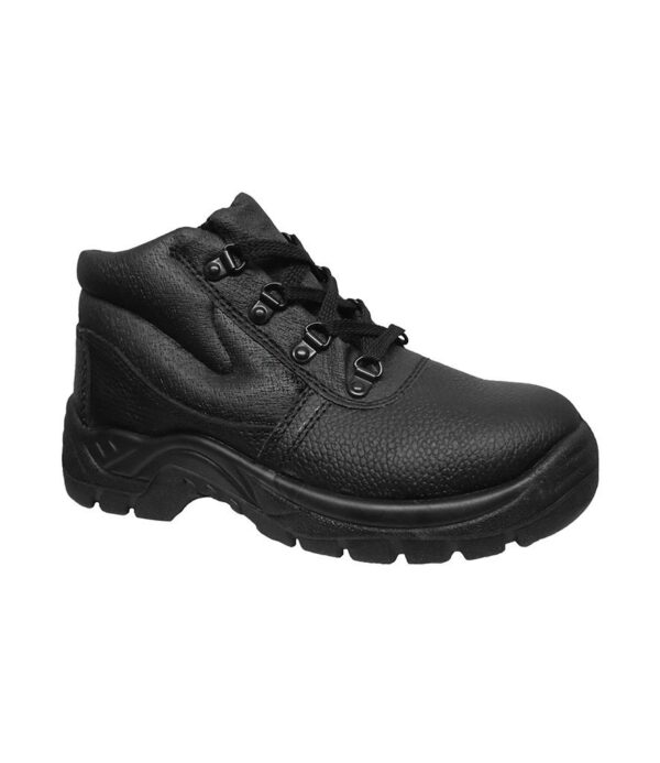 "Moisture wicking textile lining. EN ISO 20345: 2011 S1 SRC. Steel toe cap (200 Joules). PU sole. Oil resistant sole. Abrasion and slip resistant. Anti-static properties. Shock absorbing heel. Replaceable