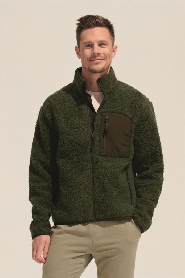Unisex sherpa fleece jacket.