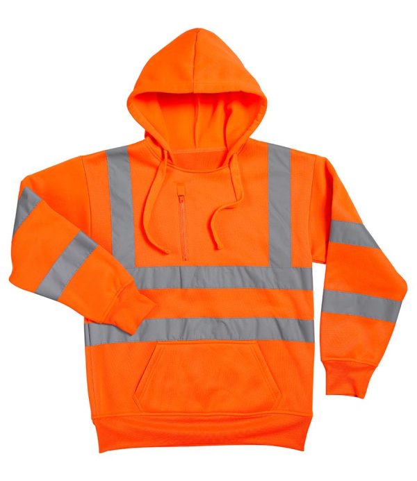 Conforms to EN ISO 20471: 2013 + A1: 2016 class 3.RIS-3279-TOM (orange only).Drop shoulder style.Double fabric hood with self colour drawcord.Front pouch pocket.Right chest zip pocket.Two reflective bands around the body
