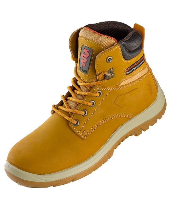 Brown nylon lining.Steel toe cap (200 Joules).Steel midsole.Mid section of sole is made of softer density PU.Hard density material outsole.Abrasion and slip resistant.Fuel oil resistant sole.Shock absorbing heel.Anti-static.Black PU foam insock.PU perforated padded collar.